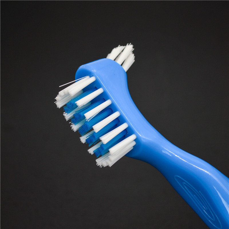 Household Adult Denture Toothbrush Double-Sided Care Brush Hard-Bristled Cleaning Brush Teeth Braces Cleaning and Descaling Full Mouth