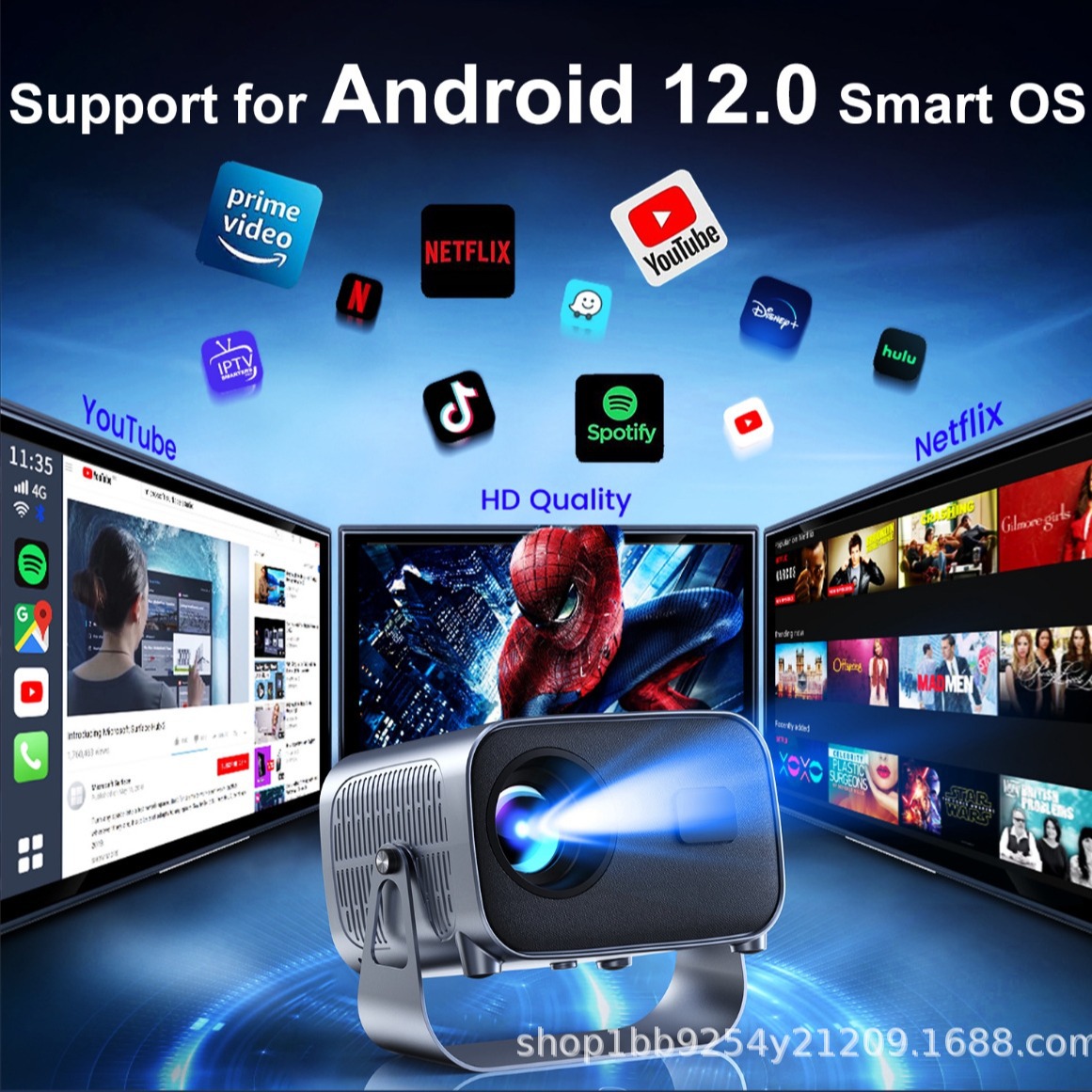 Cross-Border Source V8 Projector Smart Home Office 720P High-Definition Portable Outdoor Camping Low-Noise Factory Direct Supply