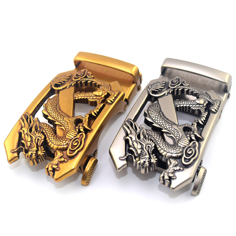 Men's retro dragon belt buckle manufacturers imitation copper color high-grade faucet alloy automatic belt buckle online shop hot sale