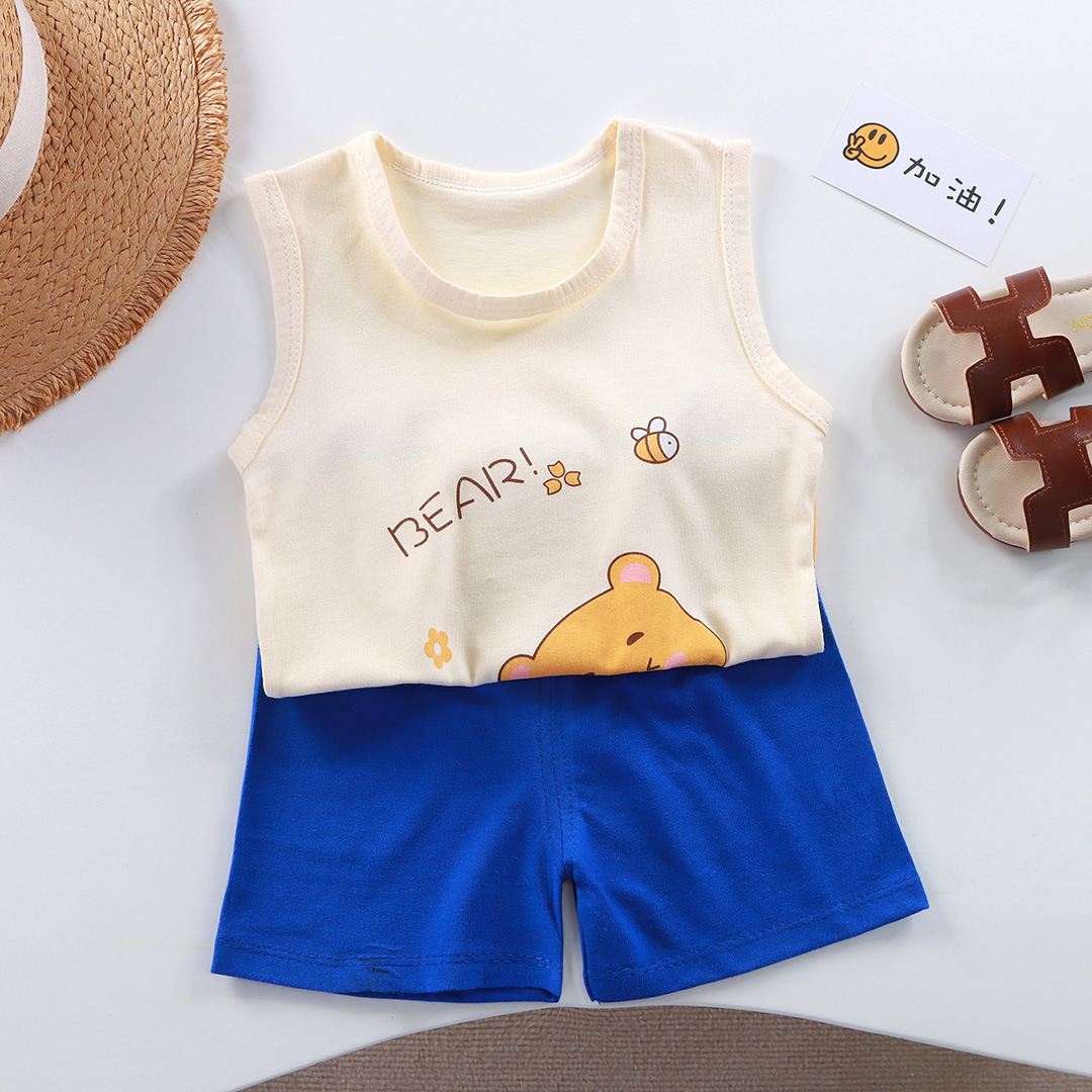 New Vest Children's Fashion Suit Baby Tops Sleeveless Shorts Summer