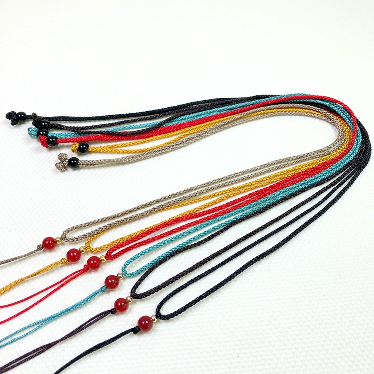 Jade Necklace Pendant Pendant Rope Brown Red Top Beads Adjustable Hand-woven diy Jewelry Neck Rope