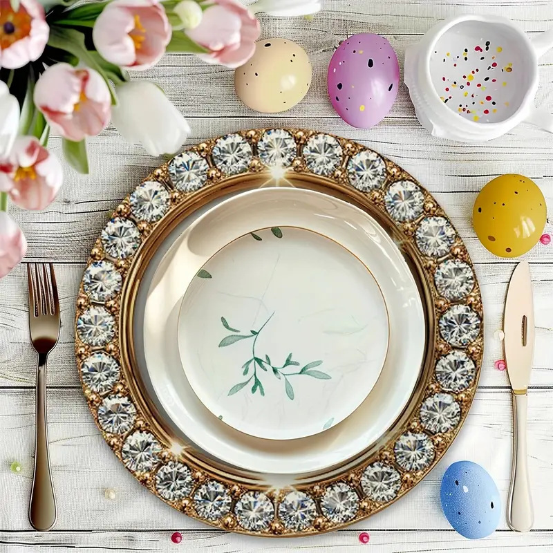 Cross-Border Amazon Gold Diamond Disposable Paper Placemats for Wedding Holiday Party Christmas Decoration