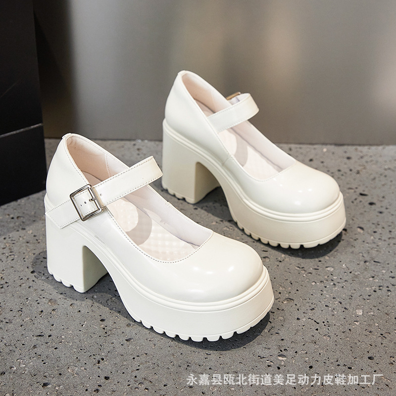 Beautiful Foot Power Thick Heel Thick Sole Mary Jane Shoes for Women 2025 New Waterproof Platform Super High Heel Small Jk Pumps