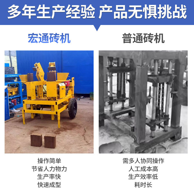 Mobile Double Pressure Head Clay Brick Machine Diesel with Mixing Bucket Can Be Used to Produce Bricks with Cement, Pebbles and Yellow Sand