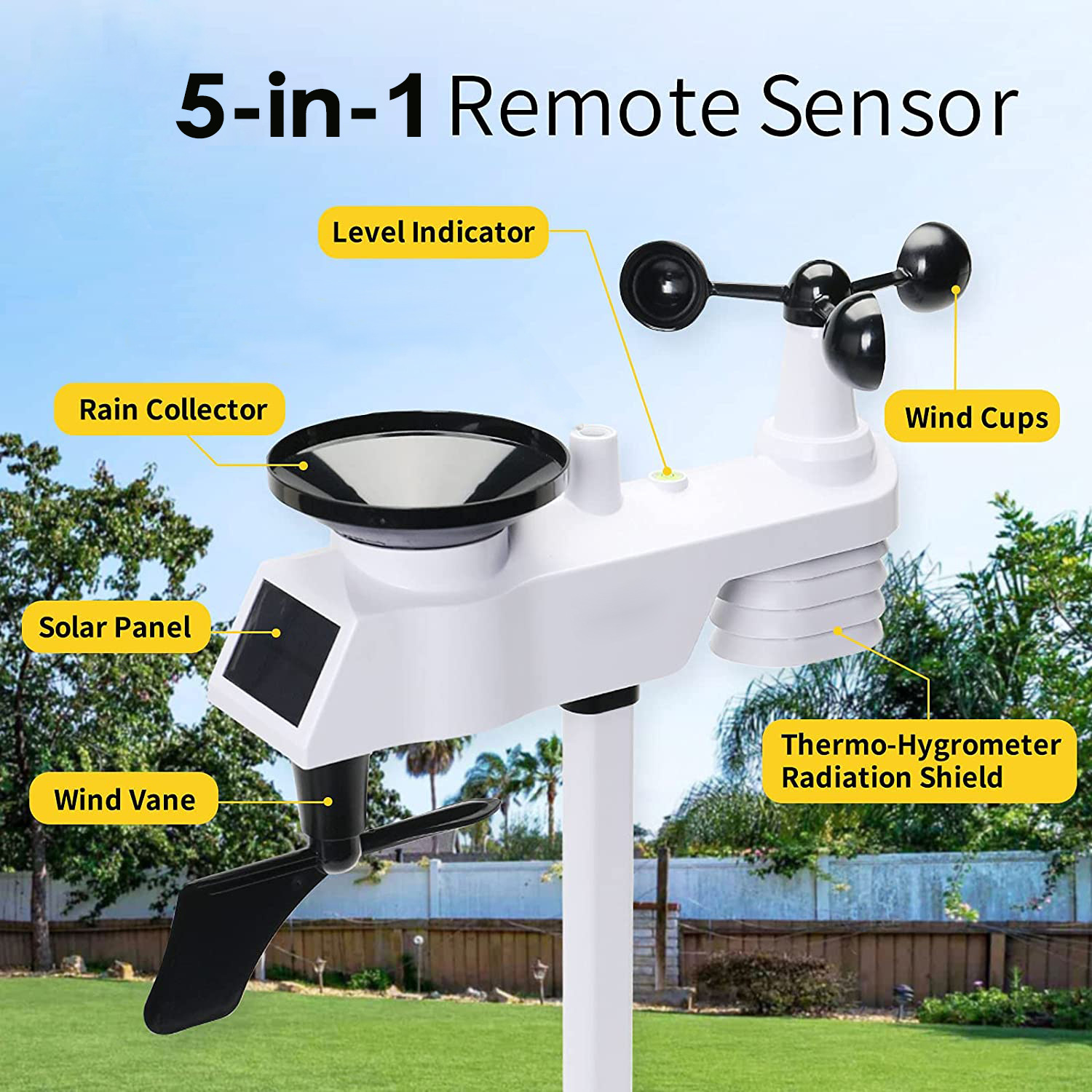 Wireless Weather Station with Wifi Home Temperature Humidity/Wind Speed/Rainfall Monitor Weather Forecast Device Smart Monitoring