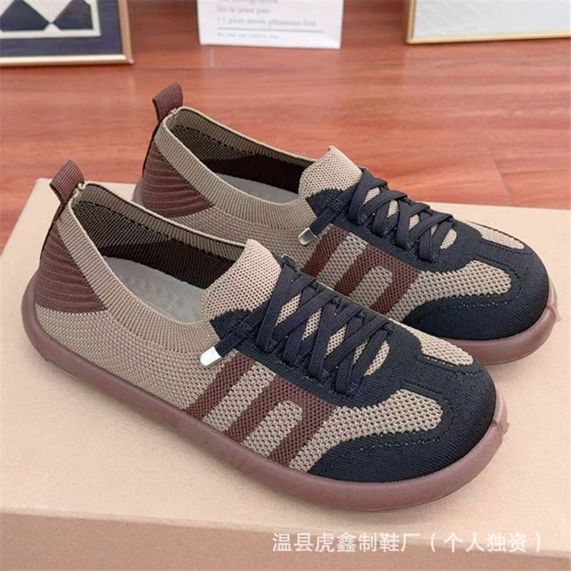 Shoes for Women Spring New Flat Casual Shoes High-End Versatile Retro Moral Training Shoes Soft Sole Non-Tiring Women's Shoes