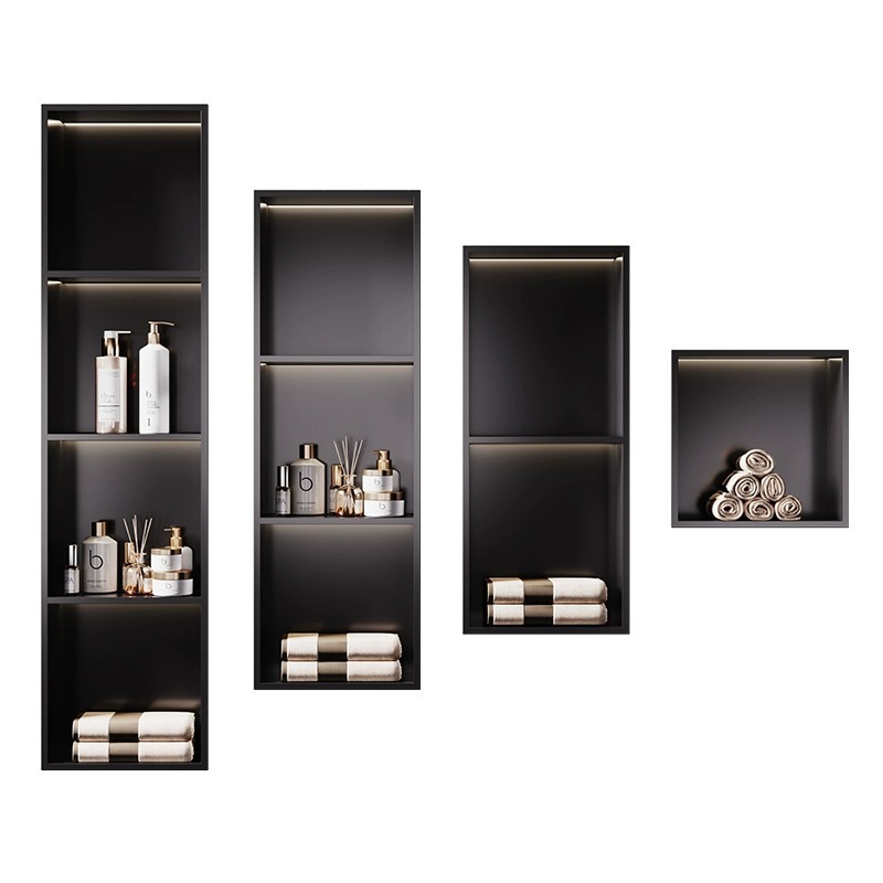 Stainless Steel Bathroom Niche Cabinet Bathroom Hollow Minimalist Embedded Storage Rack Multi-Layer Waterproof Storage Rack