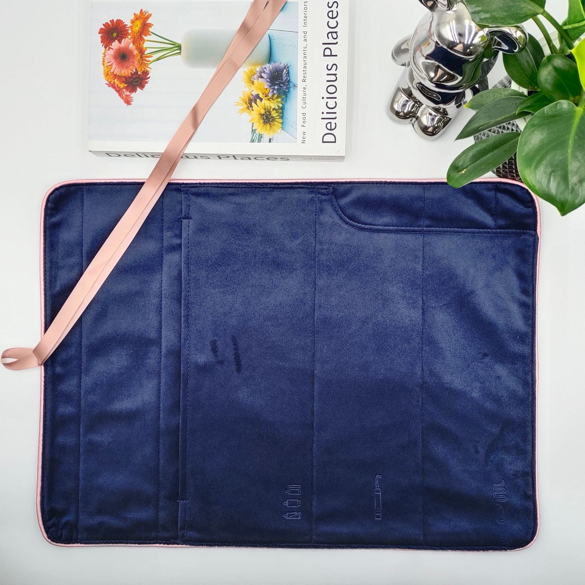 Подходит для фена Dyson Косметичка для утюга для завивки Высококачественный золотой бархат Портативная дорожная защитная крышка из бархата с золотым краем