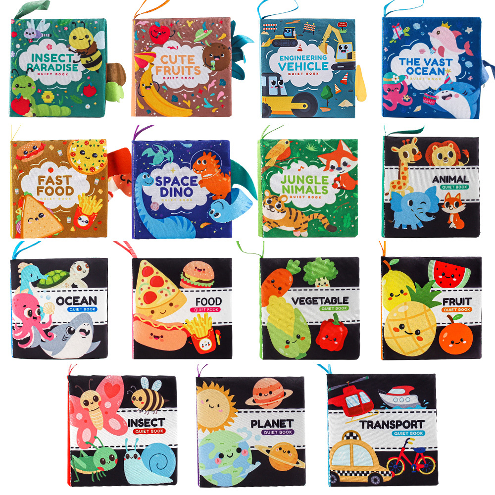 Производители трехмерной детской тканевой книги раннего обучения игрушки 4 стороны 8 страниц Английская книга для малышей о животных и фруктах