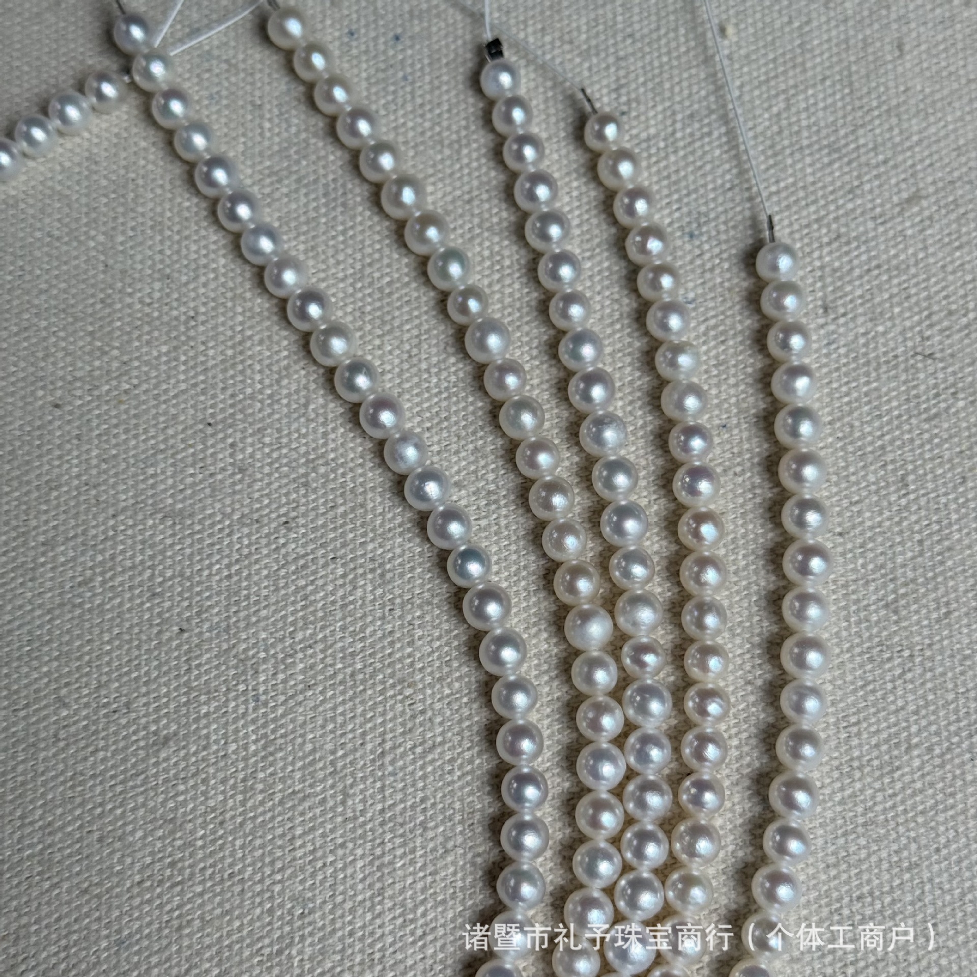 5-6mm Natural Freshwater Akoya Necklace with Strong Luster, Near Perfect Round Shape, Minor Imperfections, Zhuji Pearls Semi-Finished Products Wholesale, Can Be Processed