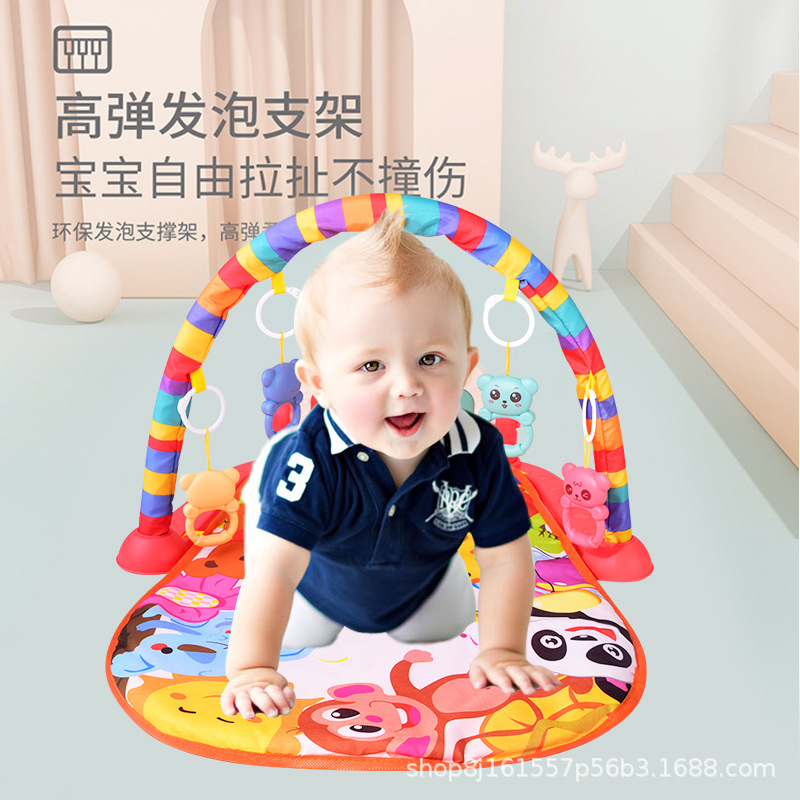 Cross-border baby toy fitness frame music pedal piano 0-1 years old newborn baby piano Game Mat hot sale