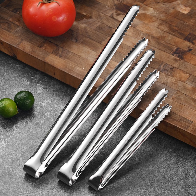 304 Stainless Steel Non-Magnetic Toothed Anti-Skating Ice Tongs Kitchen Mini Sugar Cube Tongs Dessert Baked Food Tongs