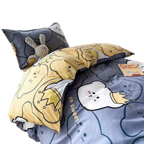 Student Dormitory Six-Piece Winter Printed Duvet Cover Set, Complete Single Bed Bedding Set, 90 Mattress for Bunk Beds