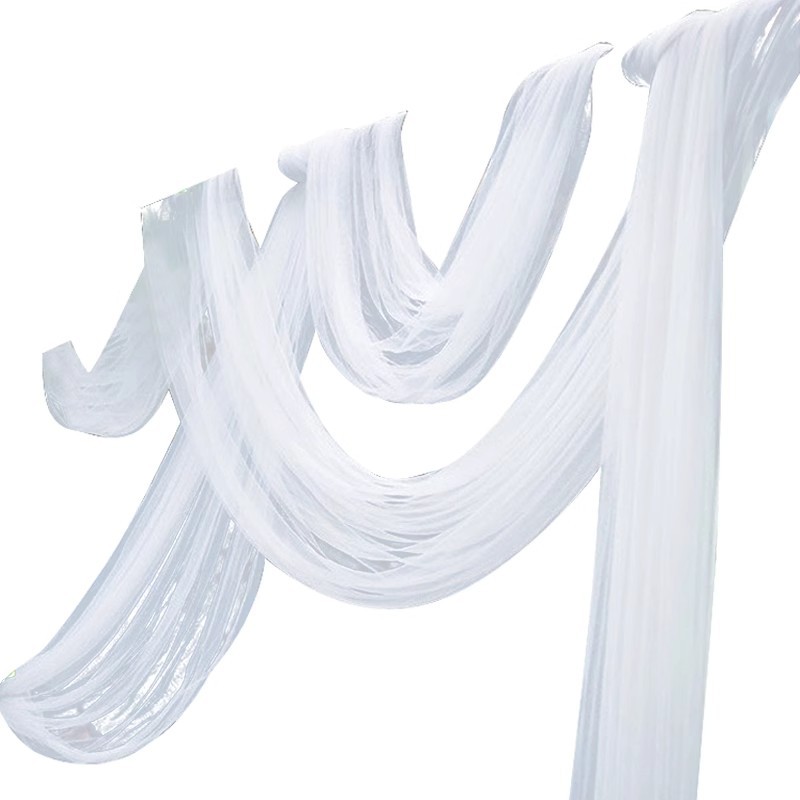 Gauze Mantle Wedding Chair Back Yarn Swiss Yarn Wedding Chair Decoration Organza Mesh Yarn White Yarn Slub Chair Fabric Ceiling