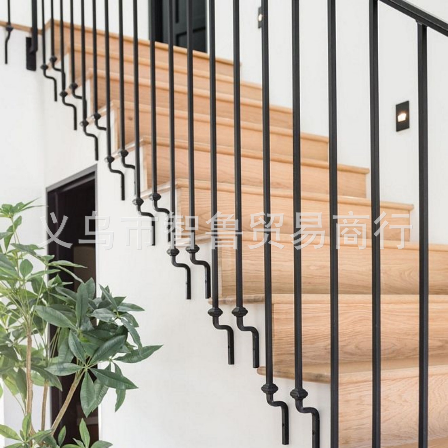 Handmade Solid Forged European-Style Iron Stair Guardrails, Forged with Hot-Dip Galvanizing and Welding, Modern Minimalist Style