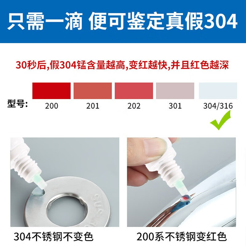 304 stainless steel detection liquid identification reagent identification assay material manganese content 316 test identification agent liquid