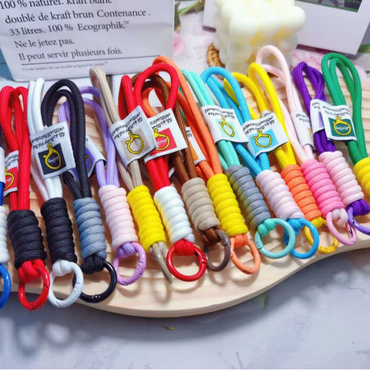 Двойной цветной шнурок из конопляного волокна Ins Han Feng для мобильного телефона, подвесные украшения, брелок для ключей, модный бренд, подвеска, подходит для пар