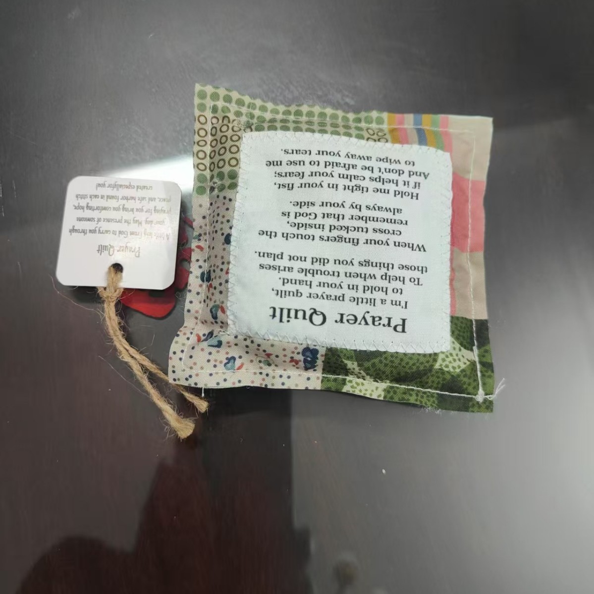 Cross-Border New Product Creative Small Cloth Bag with Cross and Prayer Words, Colorfulful Sewn Prayer Quilt