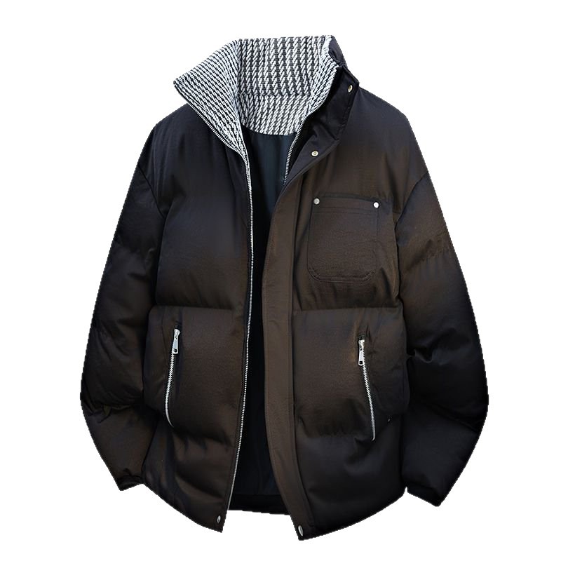 Nasa Brand Winter Warm Cotton Jacket for Men, Stand Collar, Loose Fit, Color-Blocking, High-Quality Cotton Coat, Couple's Cotton Padded Jacket