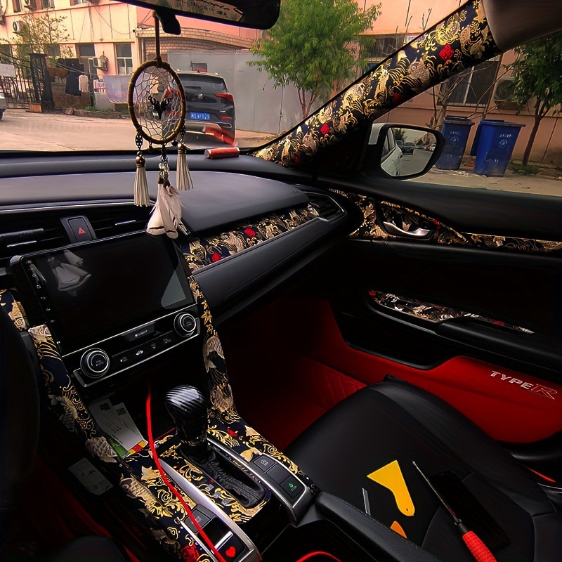 Самоклеящийся материал для модификации интерьера автомобиля в стиле JDM, самоклеящийся тканевый материал для модификации и декора потолка колонны ABC.
