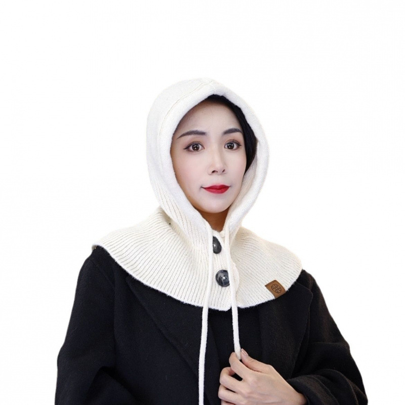 South Korea Balaclava Hat Autumn and Winter Warm Hat Women's Fashion Scarf One-piece Knitted Ear Protection Wool Hat