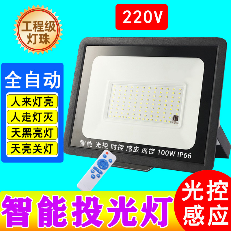 Светодиодный прожектор с индукцией, уличный фонарь, водонепроницаемый, 220В