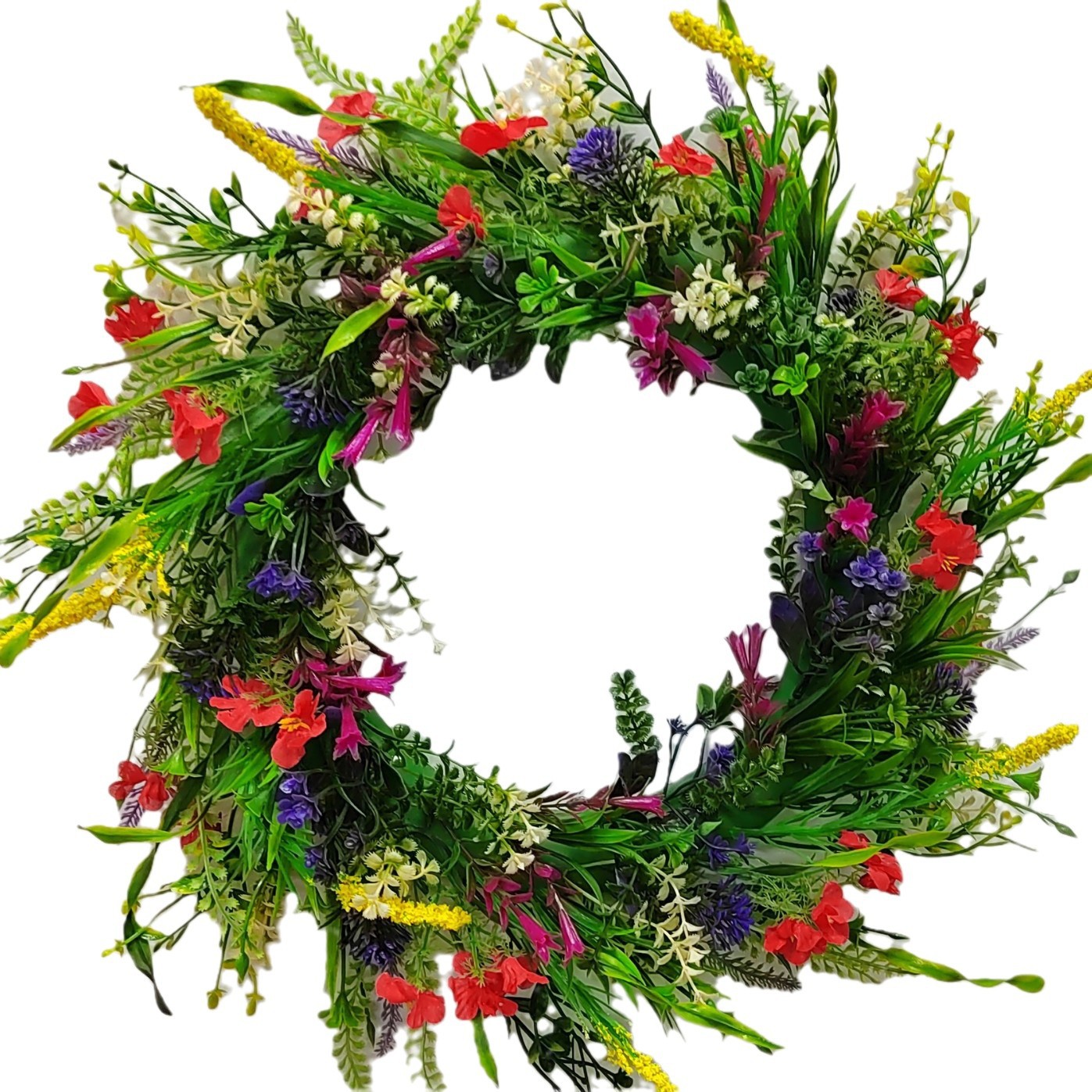 Dezhou Wild Flower Wreath Spring and Summer Wreath Front Door Simulation Dried Flower Wreath Ranunculus Fresh Green Plant Eternal Flower