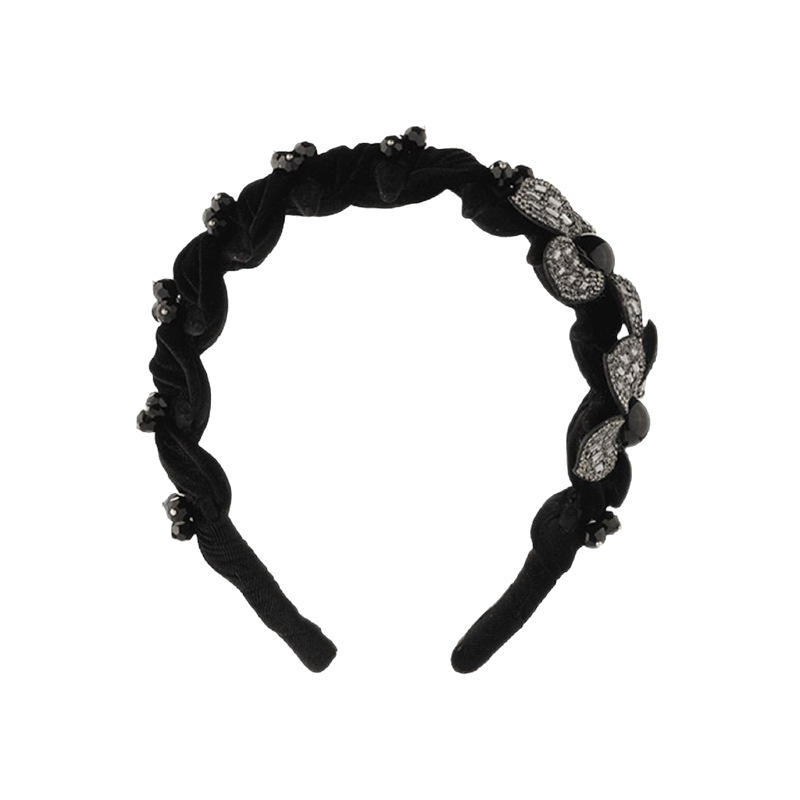 [Flower Garden] High-End Velvet Stereo Flower Accessible Luxury Headband with High Skull Top and Toothed Anti-Slip Elegant and Versatile