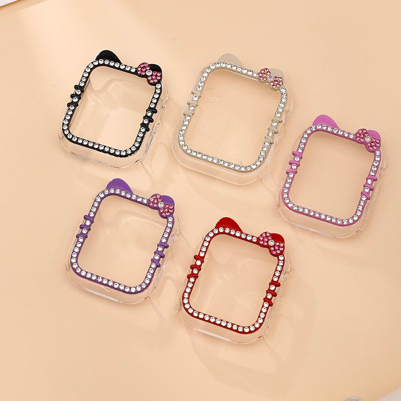 New diamond-encrusted KT cat case for Apple Apple S10 watch protective case iwatch9SE case film integrated