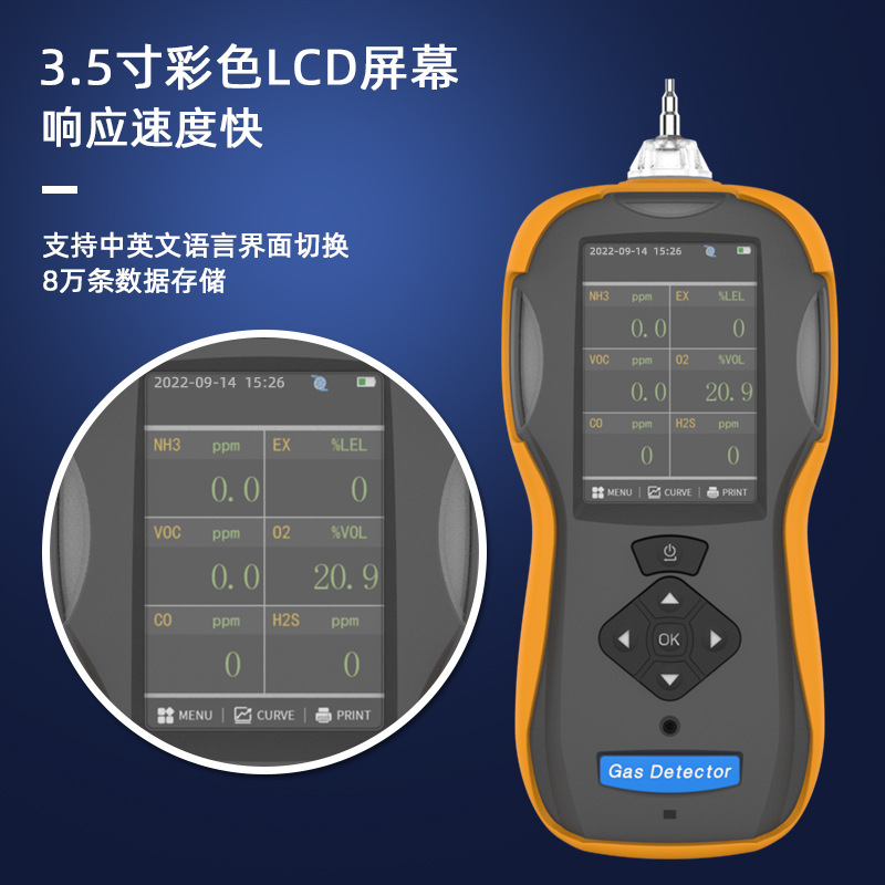 Toxic and Harmful Gas Detection Sound, Shock and Vision Three-In-One Alarm
