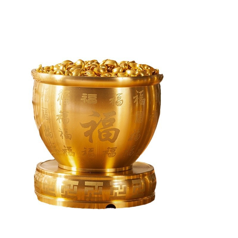 Creative Brass Rice Cylinder Lucitable Baifu Cylinder Cornucopia Bedroom Living Room Study Desktop Decoration Pure Copper Baifu Aquarium