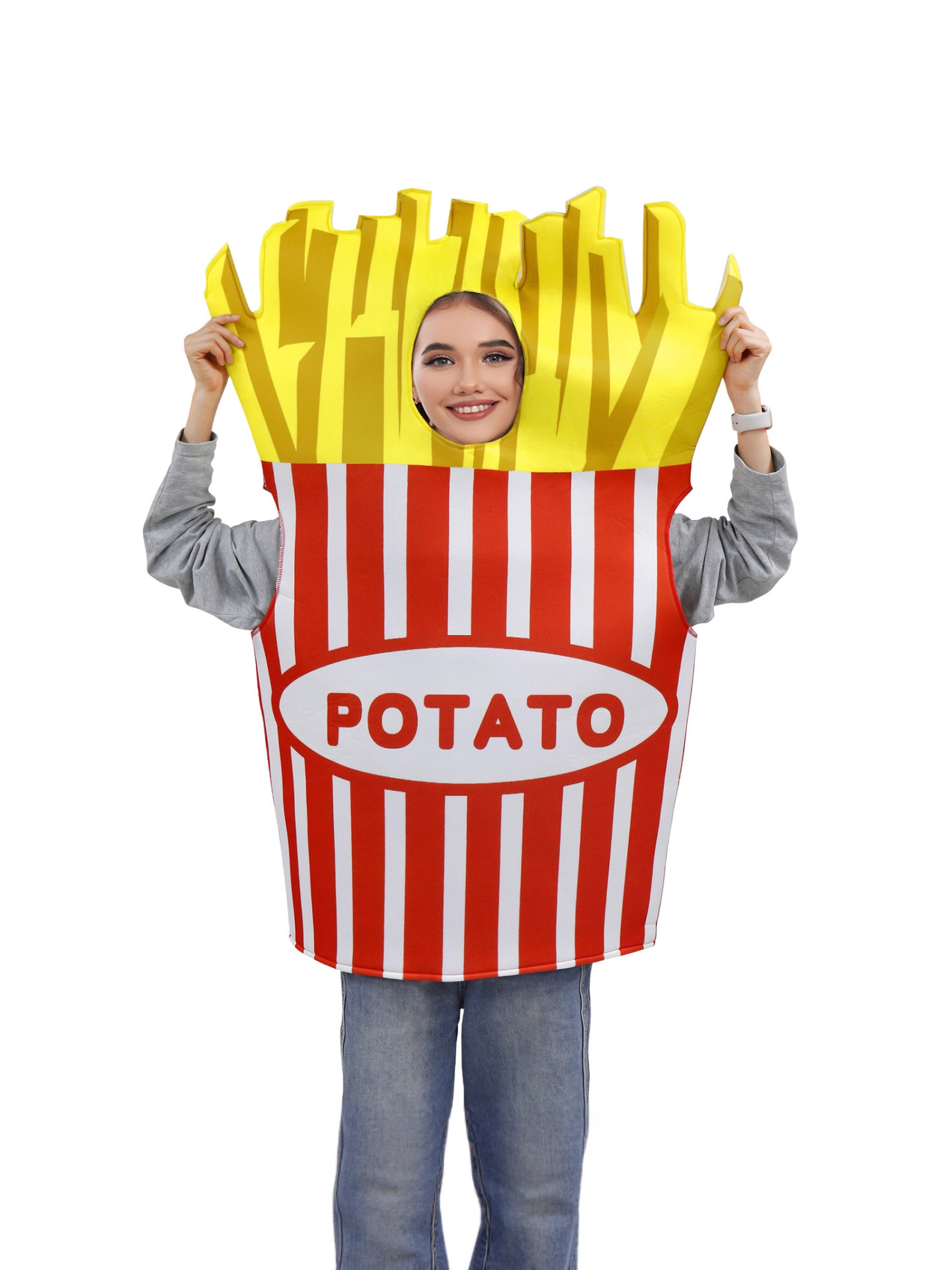 Amazon Halloween Snacks Funny Cosplay Costumes French Fries Adult Men and Women Children Parent-Child Stage Performance Costumes