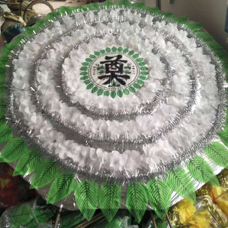 Qingming Double-Layer Standard Finished Tribute Lace Wreath 1.5 Meters Foldableable Satchel Memorial Complete Set Confidential Delivery