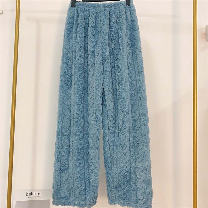 Women's Long Pajama Pants for Autumn and Winter, Coral Fleece, Thickened, Plus-Size, Fairy-Style Warm Flannel Home Pants