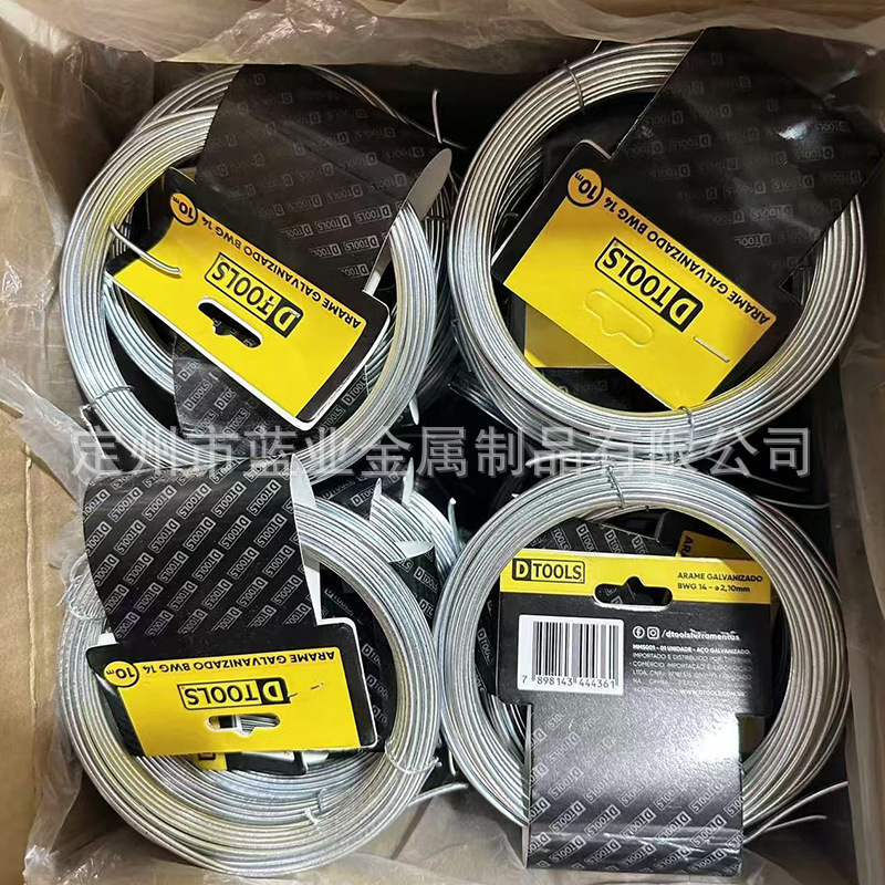 Cross-Border Custom Hot-Dip Galvanized Small Coil Wire for Gardening, Plant Greenhouses, Home Construction, Binding Wire, Small Spool Wire, 10m Rolls