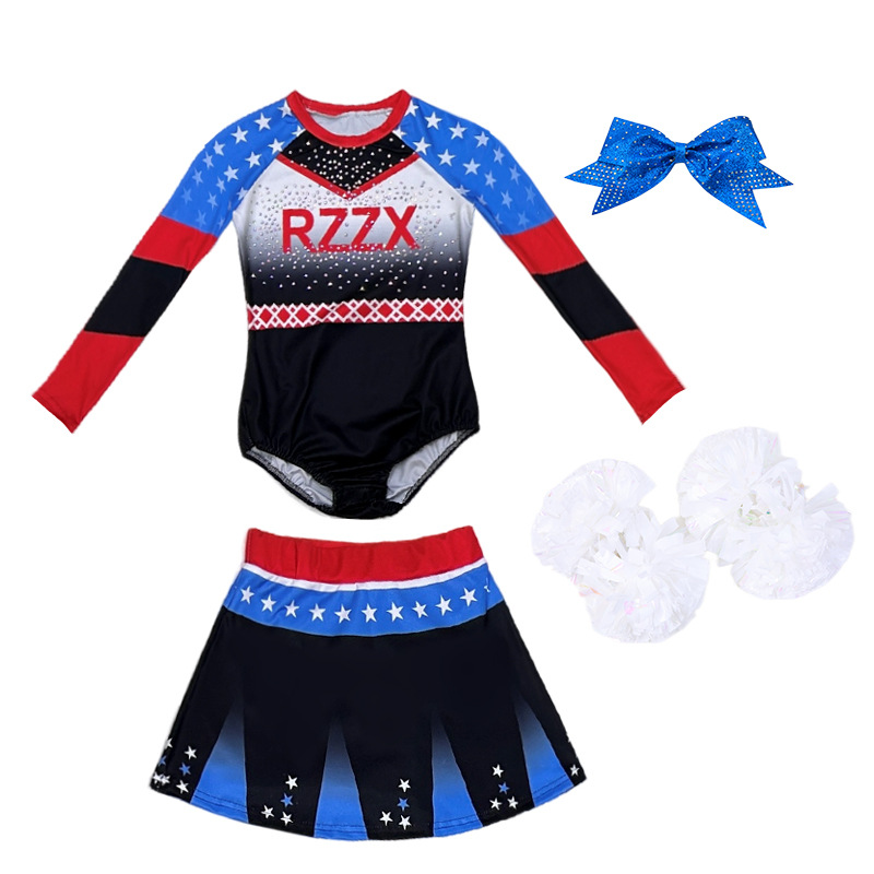 Children's Cheerleading Performance Clothing Long-Sleeved New Girls' Cheerleading Performance Clothing Aerobics Competition Competition Clothing