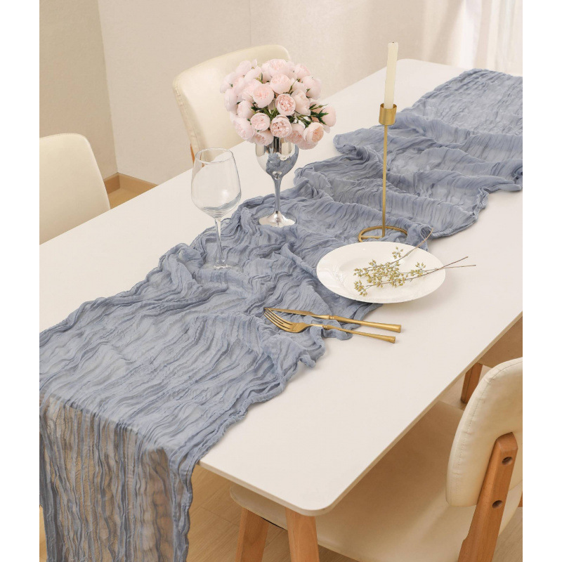 Bohemian Style Table Flag Wholesale Voile Wrinkled Table Flag European Style Twist Tablecloth Wedding Party Party Decoration