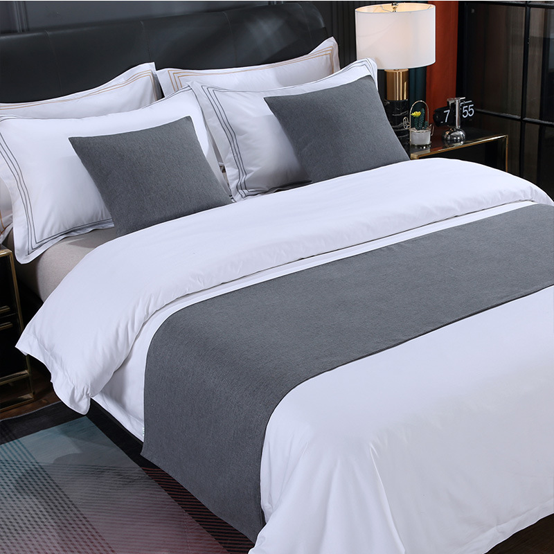Solid color simple cotton and linen bed end towel bed flag bed end pad bed end flag hotel linen bedding wholesale