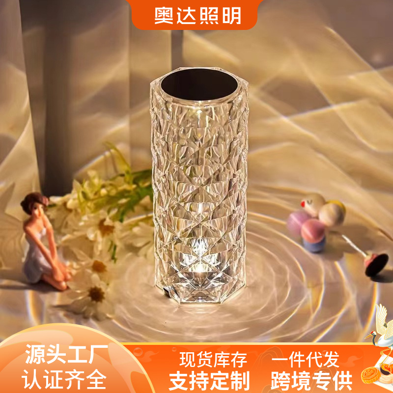 в наличии Настольная лампа Explosions Rose маленькая трехцветная кристальная для спальни и гостиной декоративная интернет-знаменитость романтический ночник