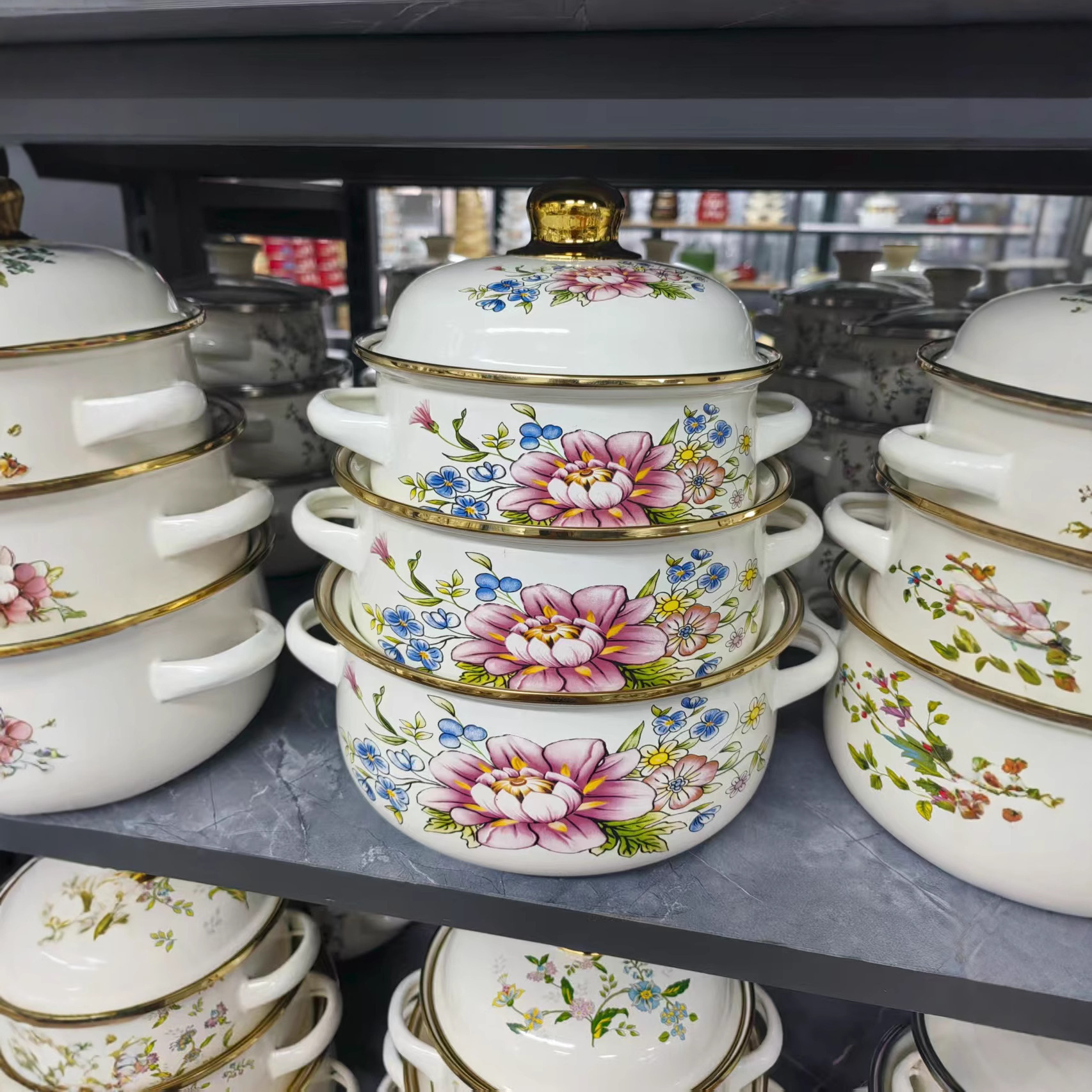 Эмалированная кастрюля, горшок для рагу, кастрюля для супа, молочная кастрюля, антипригарная кастрюля, индукционная плита, экспортная бытовая эмалированная кастрюля