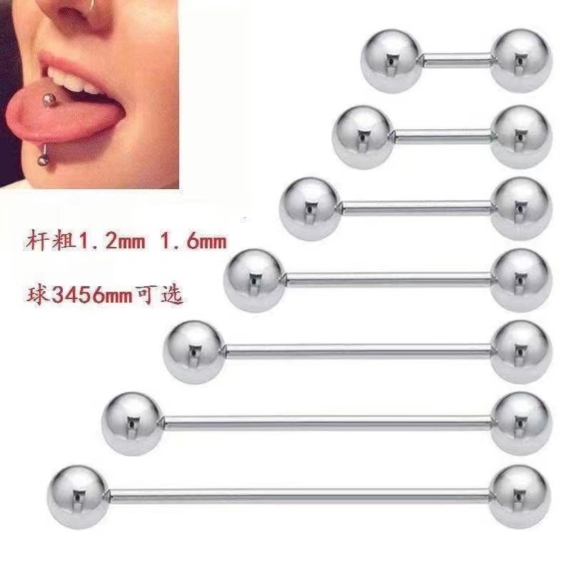 External Thread Titanium Steel Tongue Nail, Nipple Nail, Ear Bone Nail, Ear Bridge, Body Piercing Jewelry, External Tooth Straight Rod, Universal Cross-Border