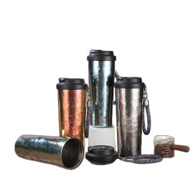 Double-Layer Pure Titanium Beer Cup, Vacuum Insulation and Cold Insulation Titanium Beverage Cup, Car-Mounted Mouth Cup, Outdoor Portable Coffee Cup