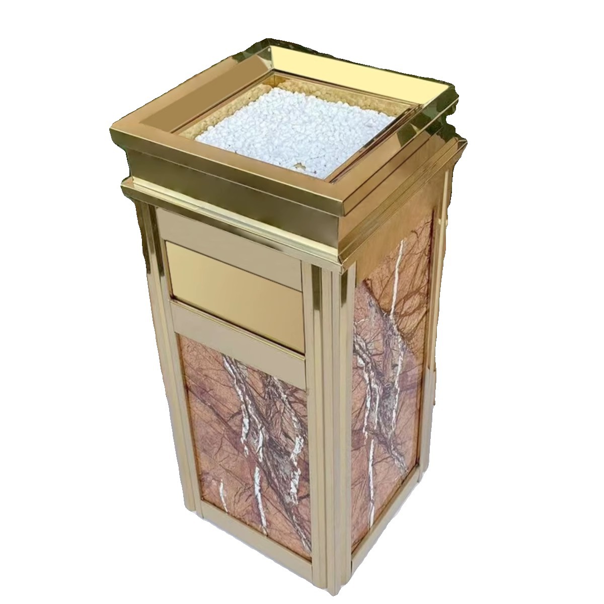 Hotel Trash Can Lobby Vertical Stainless Steel with Ashtray Commercial Hotel Corridor Ktv Elevator Entrance Peel Box