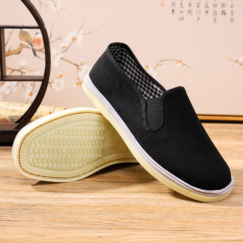 Old Beijing cloth shoes wholesale beef tendon bottom tire bottom thousand layer bottom black cloth shoes men's driver work elastic canvas shoes