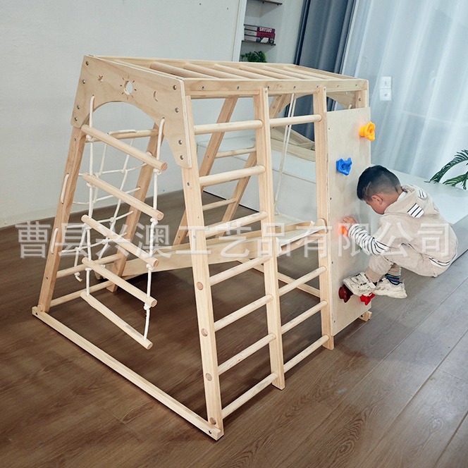 Amazon Cross-Border Children's Solid Wood Climbing Frame with Swing Slide Combination Set Indoor Playground Climbing Toy