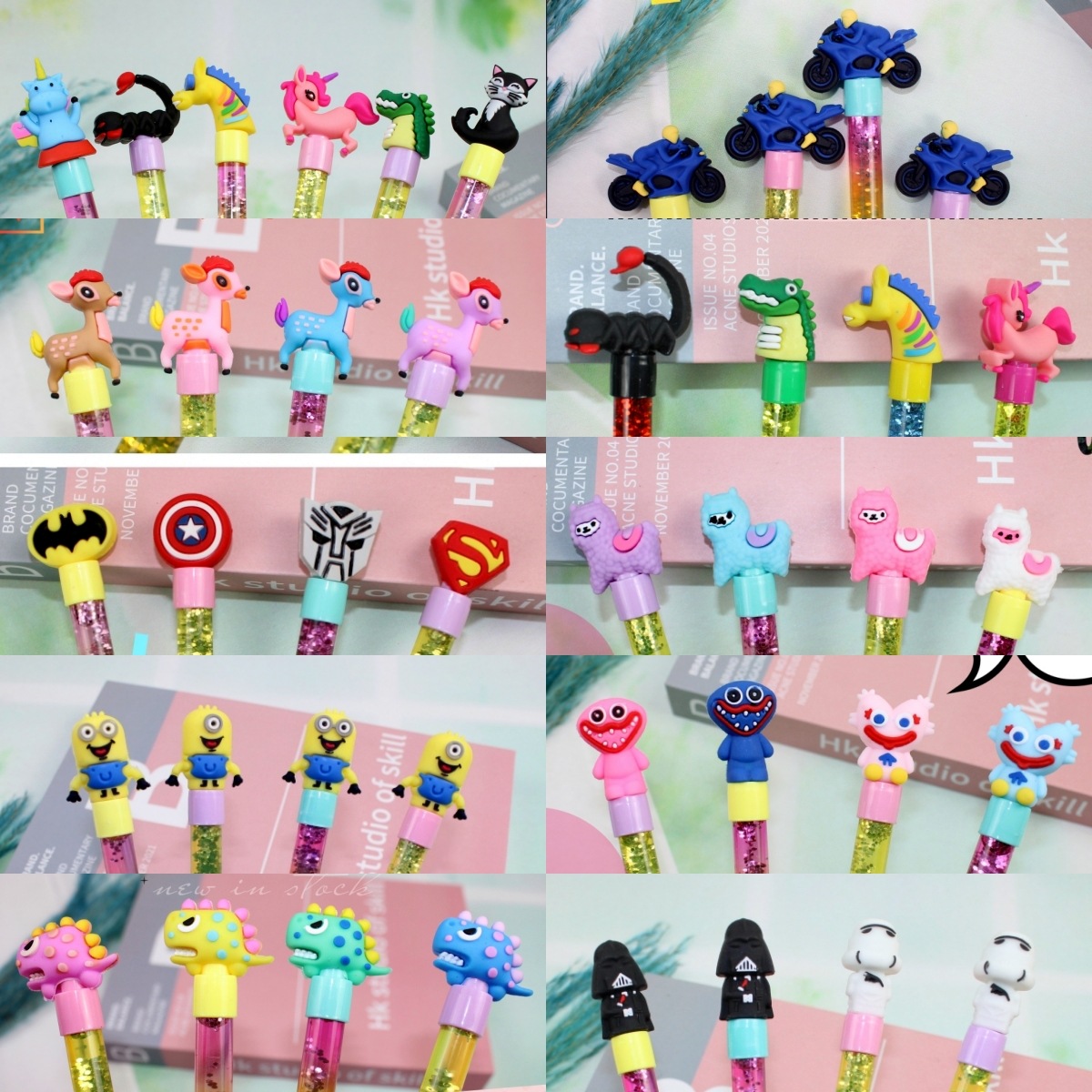 Супер многофункциональные колпачки для гелевых ручек в виде мультфильмов, оптовая продажа