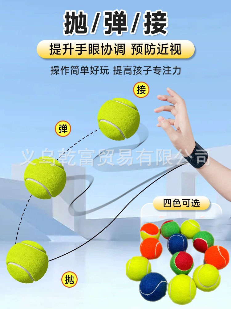 Wrist Ball, Wrist Elastic Ball with Rope, Hand-Held Toy, Rebound Ball, Children's Basketball, Portable Elastic Ball 63mm