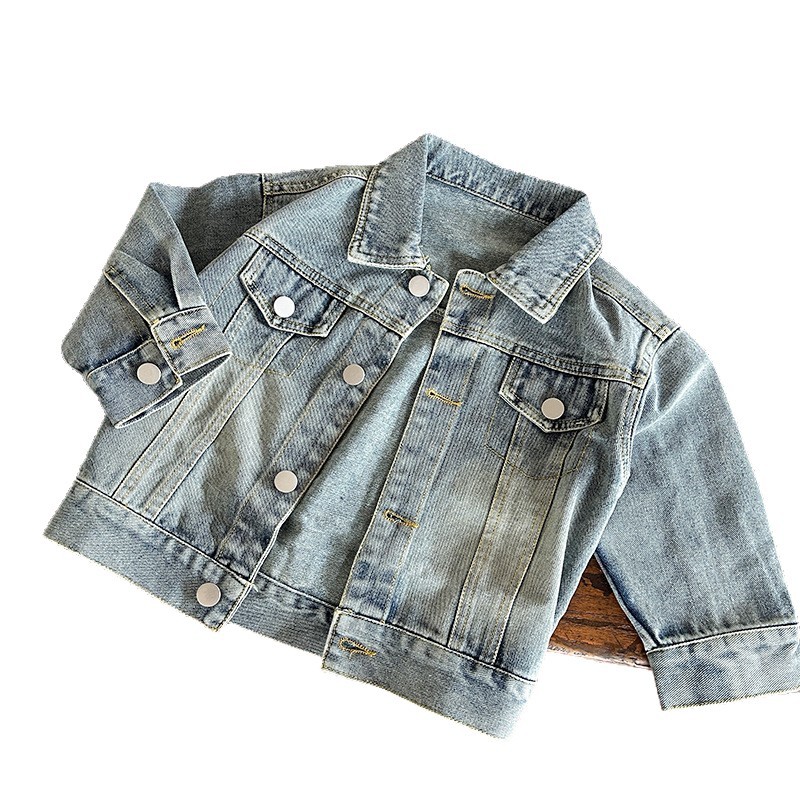 Children's Denim Jacket 2026 Spring and Autumn New Korean Style Boys' and Girls' Stylish Retro Cardigan Baby Top Trendy