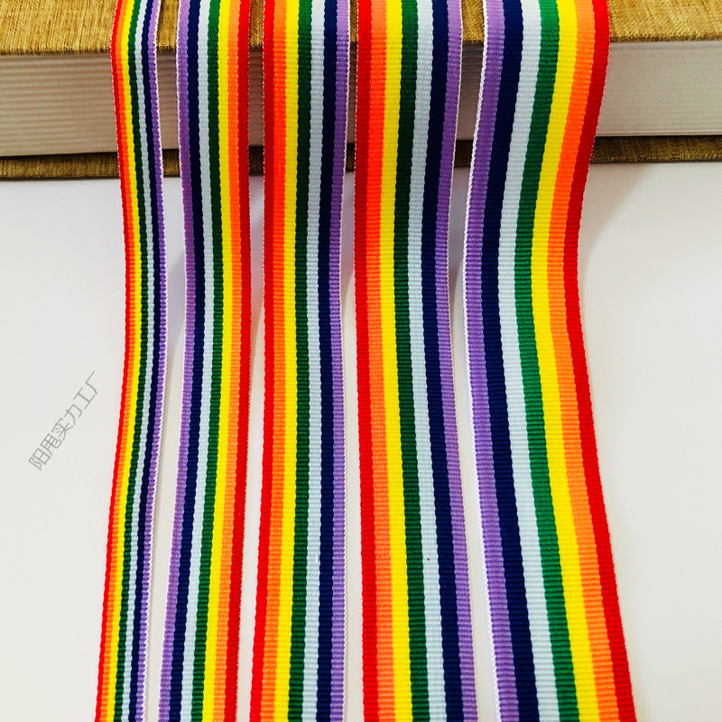 Little Red Book's Same Style Kidsren's Climbing Frame Braided Rope with Colorful Rainbow Webbing Luggage Hat DIY Medal Belt