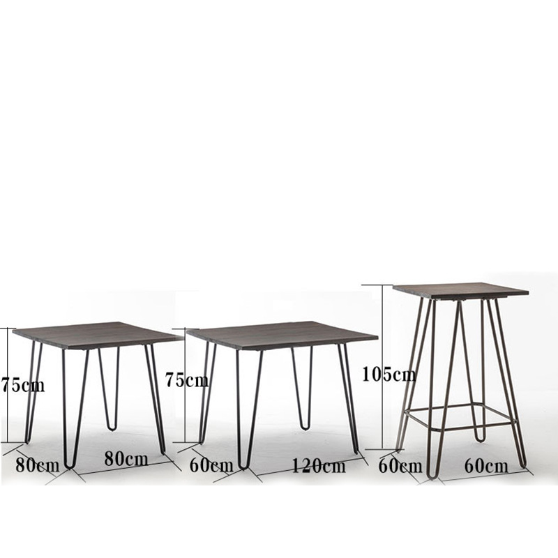 Factory Wrought Iron Table, Industrial Style Restaurant Metal Wrought Iron Bar High Stool Table, Solid Wood, Suitable for the Middle East, Light Luxury
